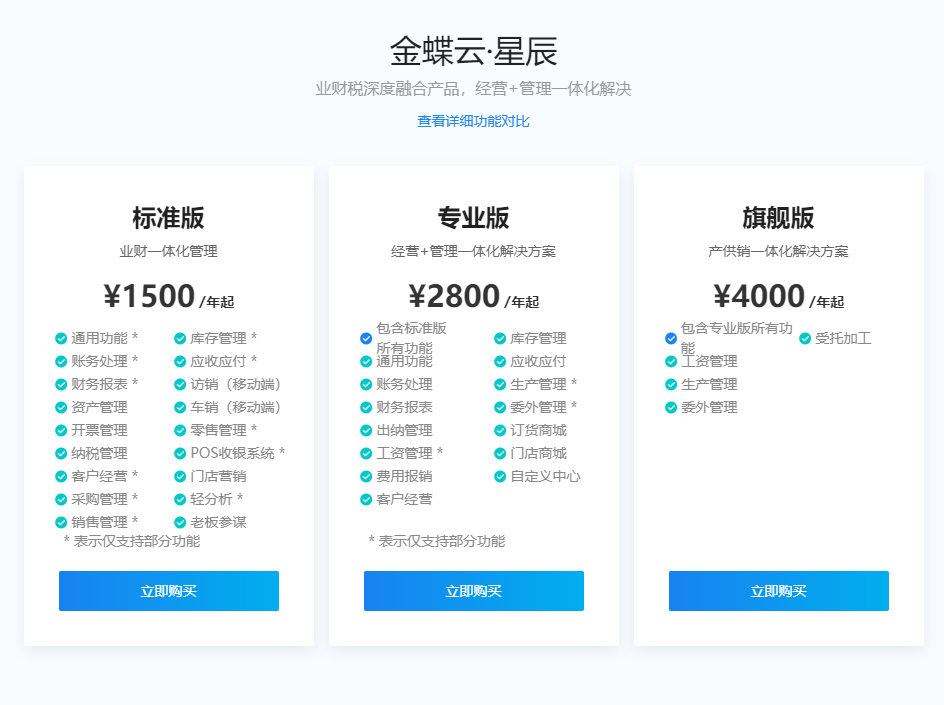 金蝶AI星辰ERP全版本功能解析与选购指南